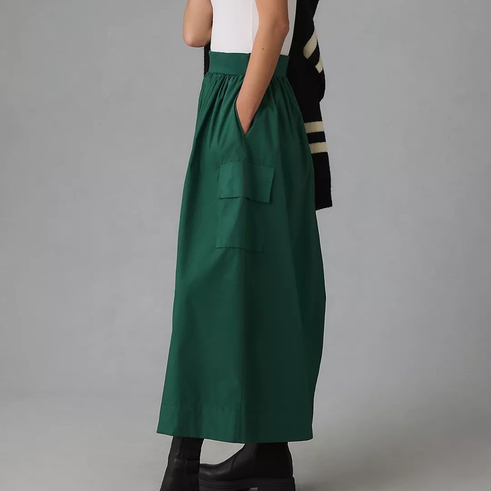 Stateside Structured Poplin Cargo Midi Skirt in Green - Picture 2 of 7